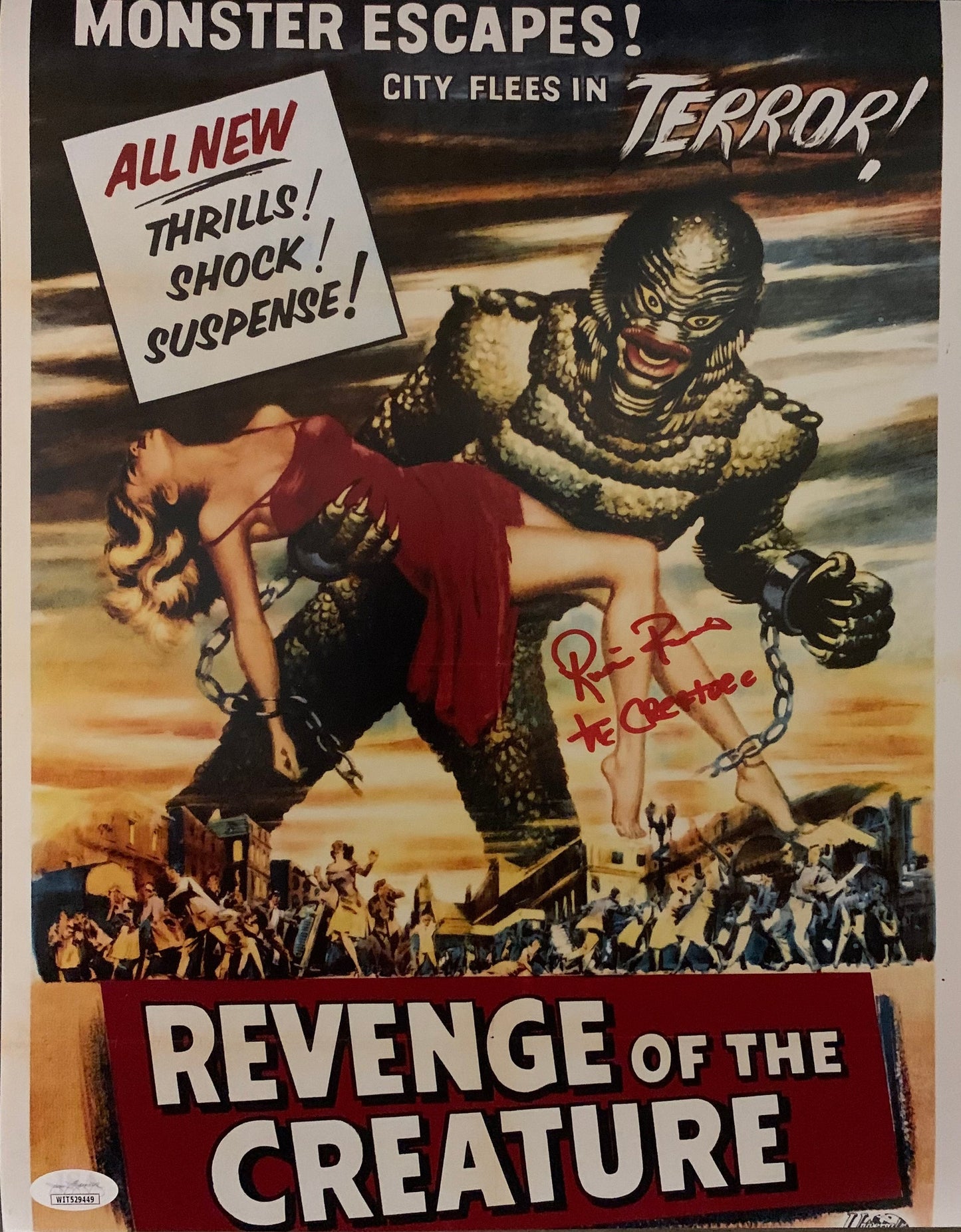 Ricou Browning auto signed inscribed 11x14 photo Creature from the Black Lagoon JSA