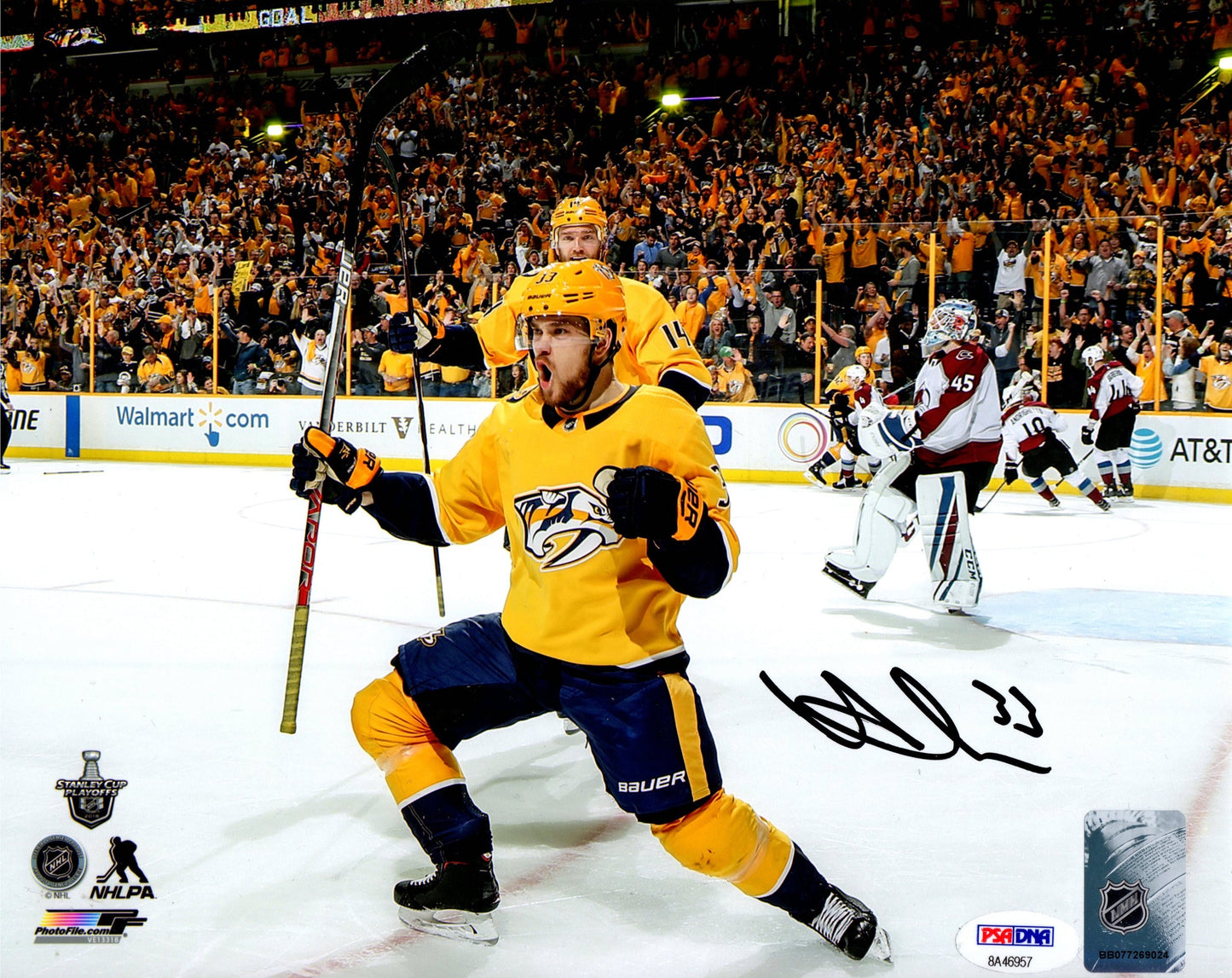 Viktor Arvidsson autographed signed 8x10 photo NHL Nashville Predators PSA COA
