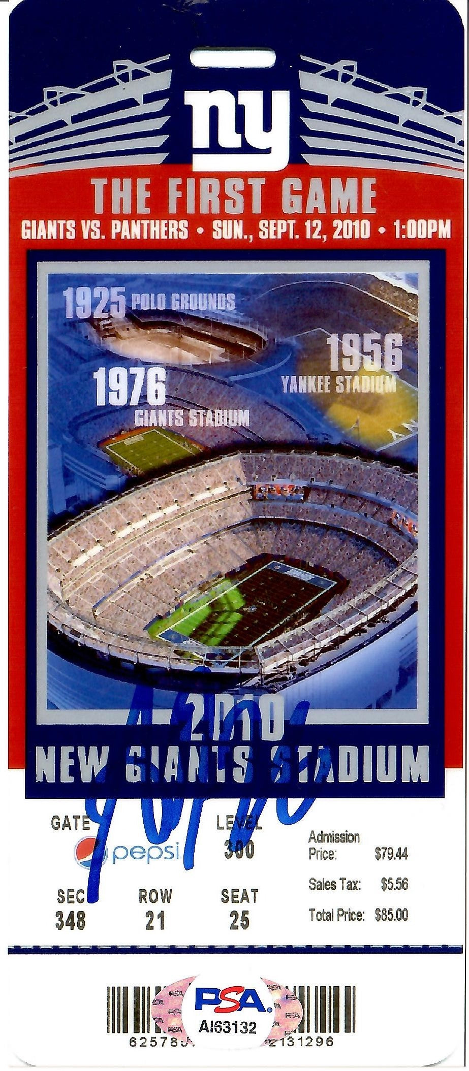 Antrel Rolle autographed signed game ticket NFL New York Giants PSA COA