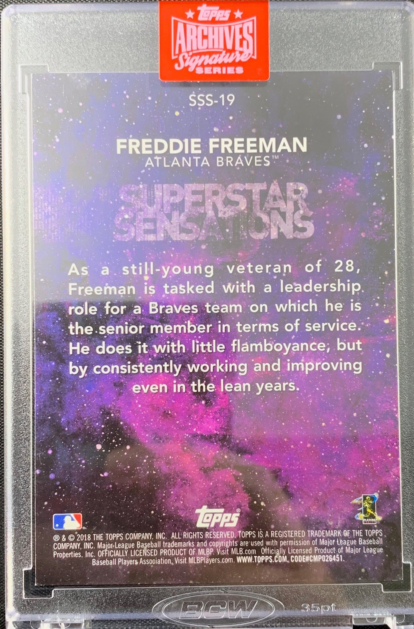 Freddie Freeman autographed signed on Card 1/1 Atlanta Braves Topps Archives