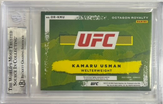 Kamaru Usman autographed 2022 Panini card game used UFC BAS Encapsulated