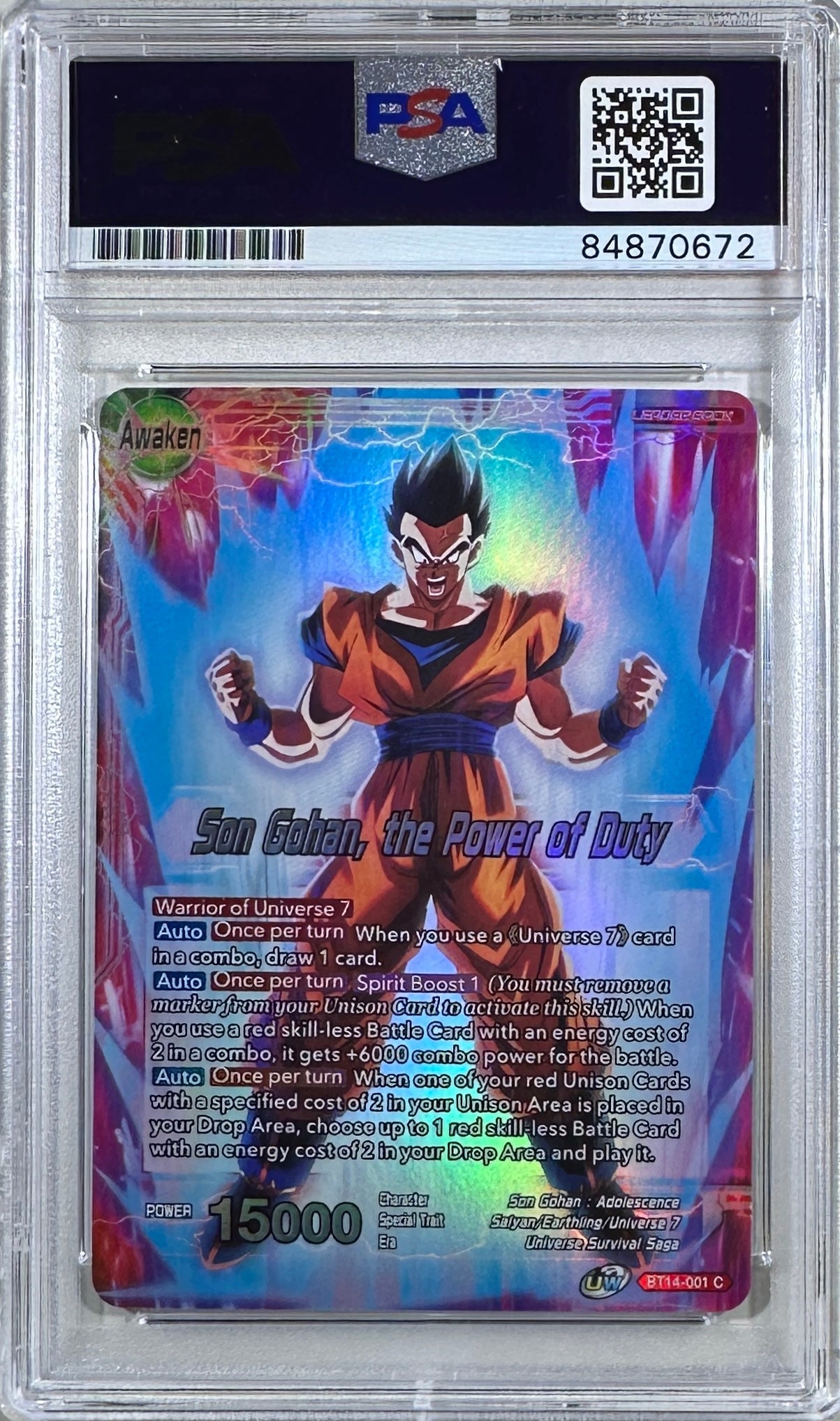 Kyle Hebert autographed signed inscribed Son Gohan Dragon Ball card PSA Encap