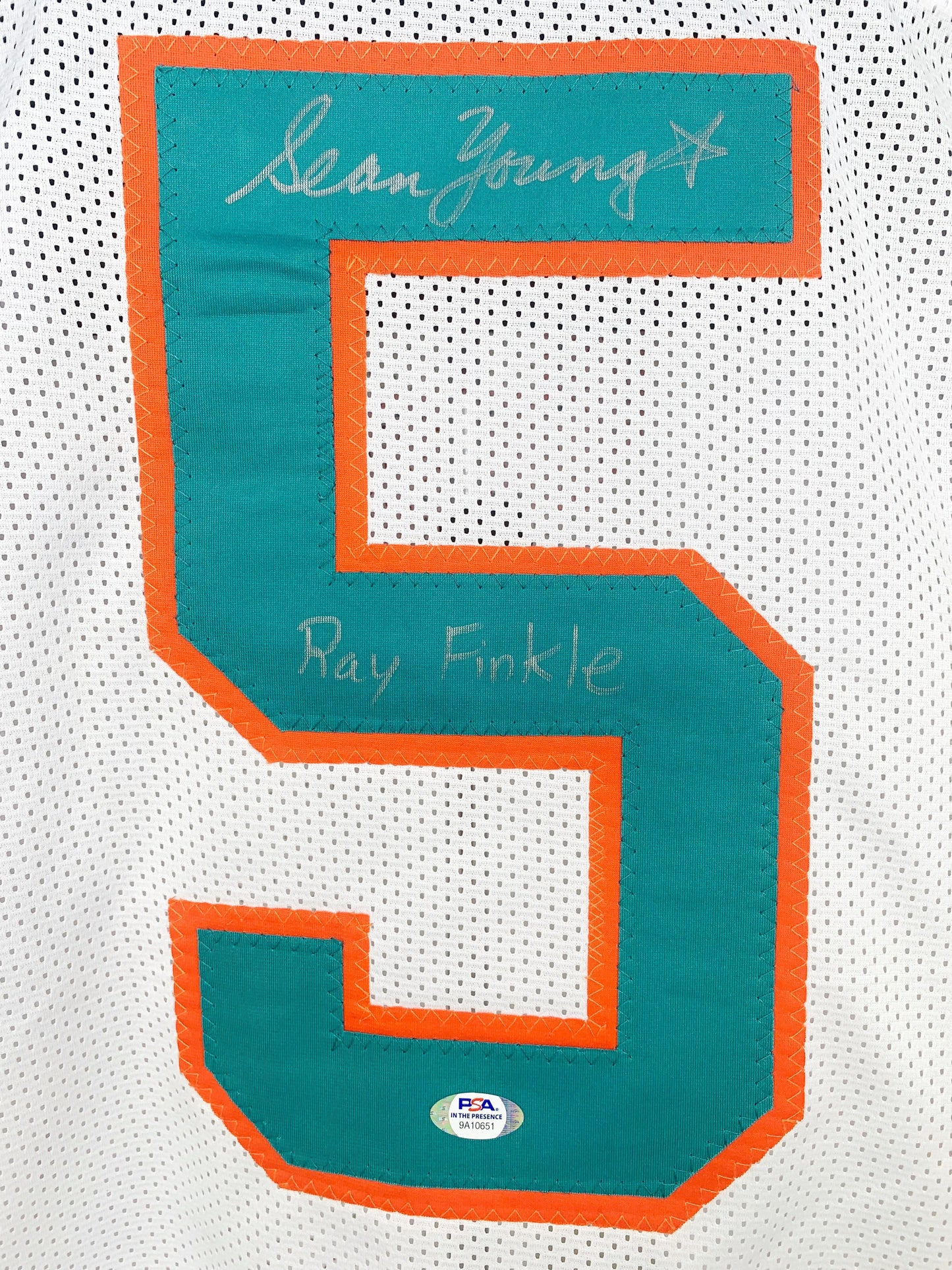 SEAN YOUNG "RAY FINKLE" SIGNED INSCRIBED CUSTOM WHITE AUTOGRAPHED INSCRIBED JERSEY PSA COA ACE VENTURA