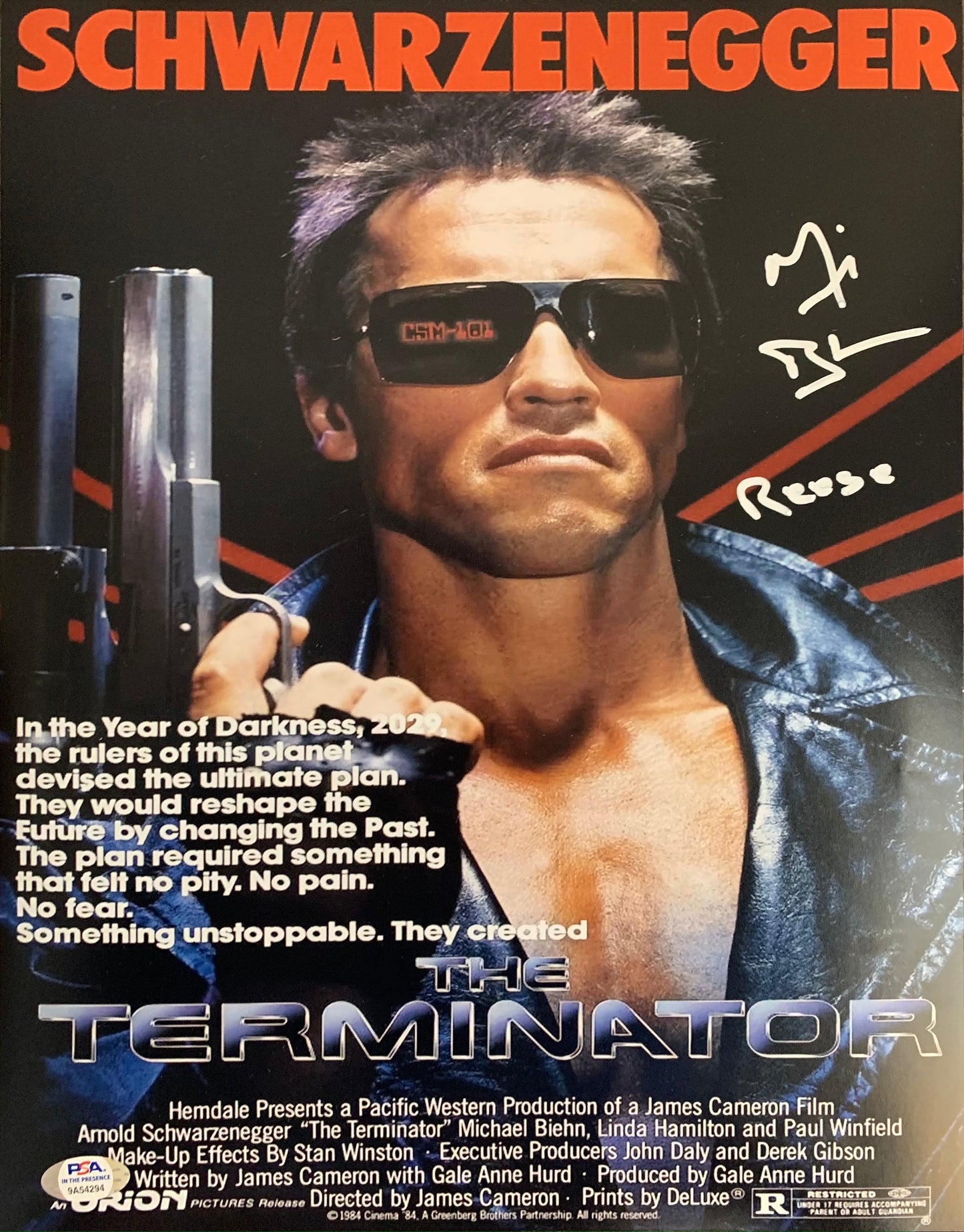 Michael Biehn autographed signed inscribed 11x14 photo The Terminator PSA Reese