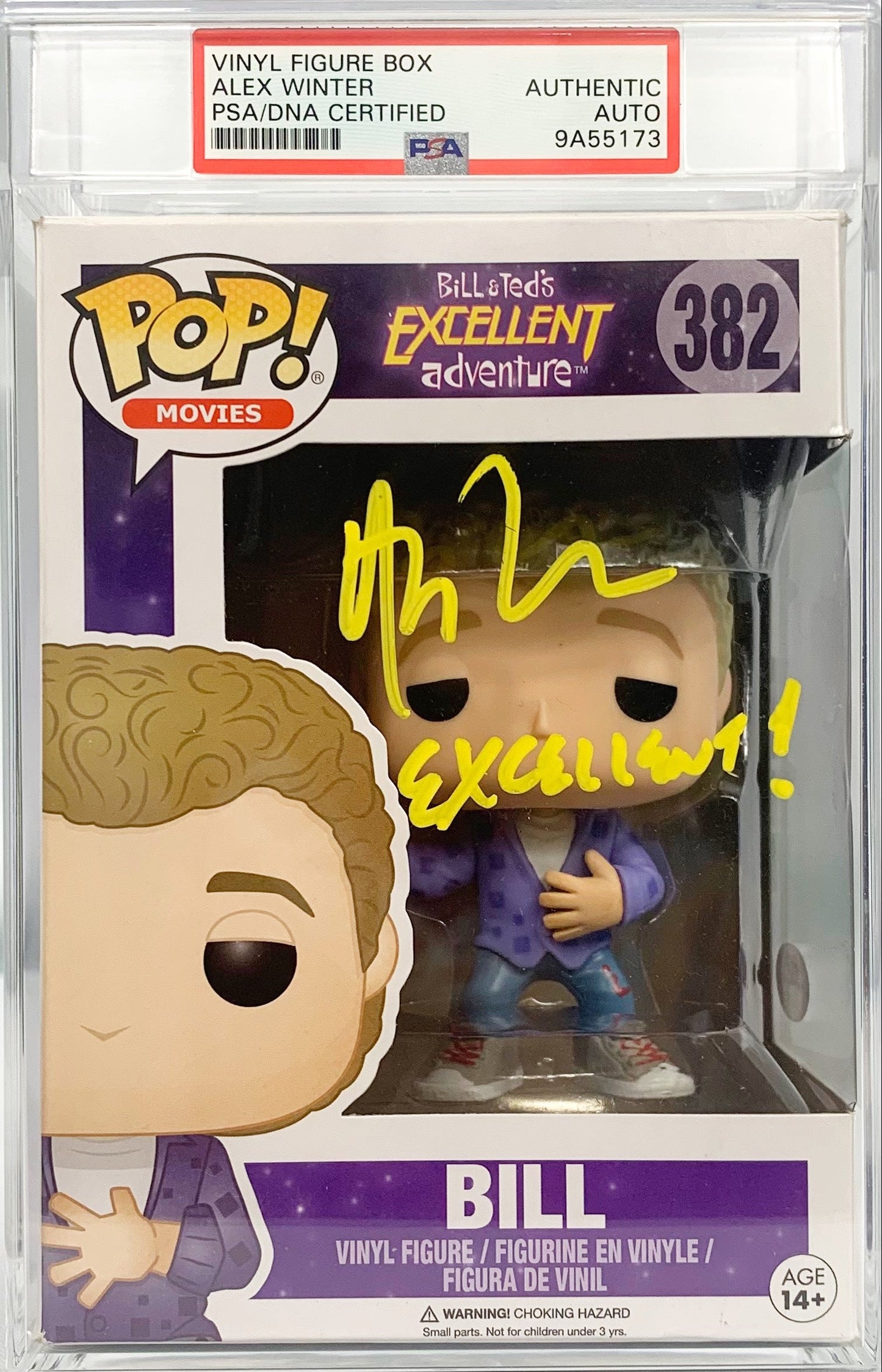 Alex Winter autograph insc Funko Pop Bill & Ted's Excellent Adventure PSA Encap