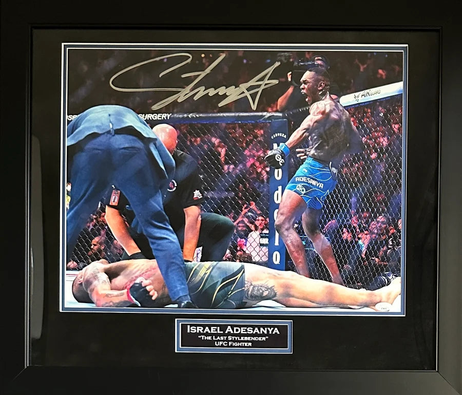 Israel Adesanya Signed 16x20 Suede Frame UFC Photo - JSA