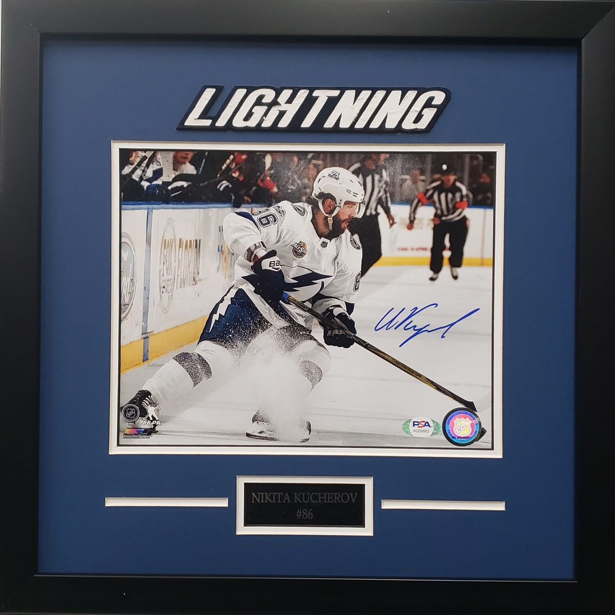 Nikita Kucherov signed 8x10 photo framed NHL Tampa Bay Lightning PSA COA