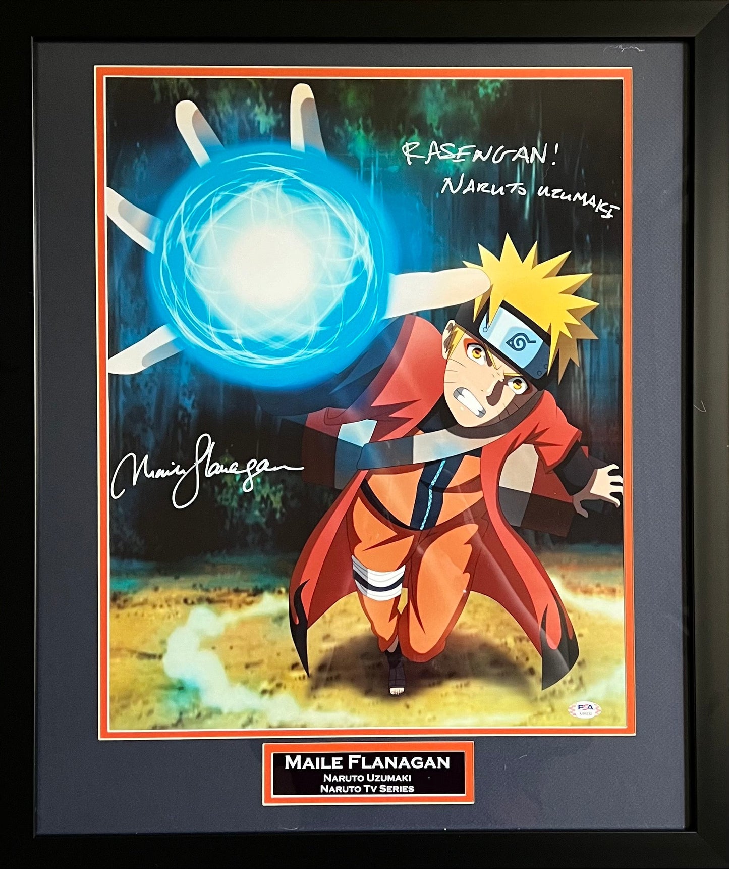 Maile Flanagan auto signed inscribed 16x20 framed photo PSA Naruto Shippuden