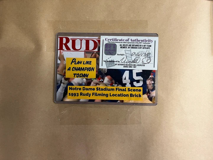 Astin Reuttiger Signed Suede Framed 11x14 Photo & Relic Notre Dame Rudy - JSA