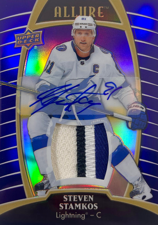 Steven Stamkos autographed GU 2020 Upper Deck card 8/10 NHL Tampa Bay Lightning