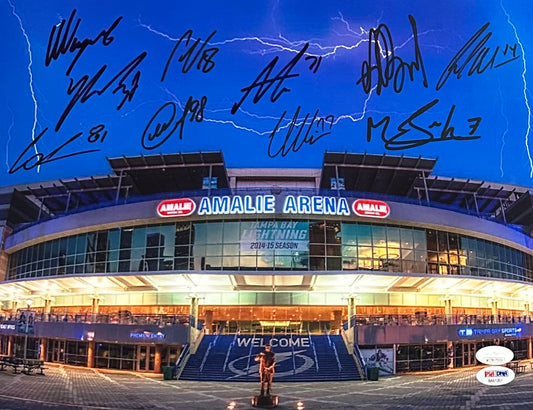 Team signed 11x14 photo Tampa Bay Lightning JSA PSA Vasilevskiy Kucherov Hedman
