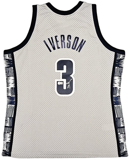 Allen Iverson Signed Mitchell & Ness 1995-96 College Georgetown Hoyas Jersey - Beckett