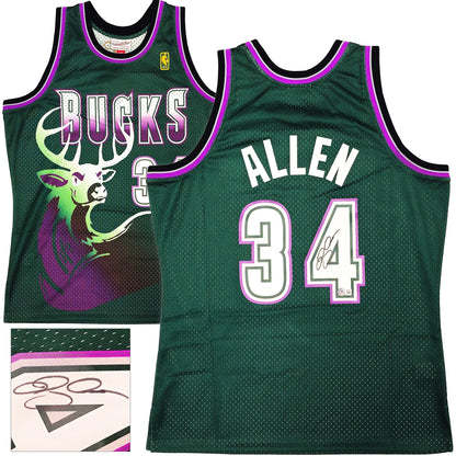 Ray Allen Signed Mitchell & Ness 1996-97 Ray Allen HWC Swingman Milwaukee Bucks  Jersey - Beckett