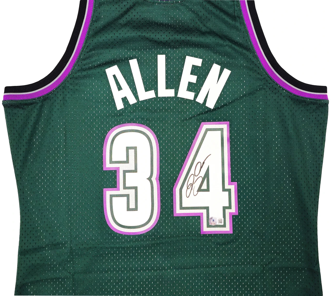 Ray Allen Signed Mitchell & Ness 1996-97 Ray Allen HWC Swingman Milwaukee Bucks  Jersey - Beckett