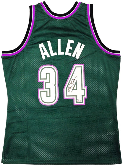 Ray Allen Signed Mitchell & Ness 1996-97 Ray Allen HWC Swingman Milwaukee Bucks  Jersey - Beckett