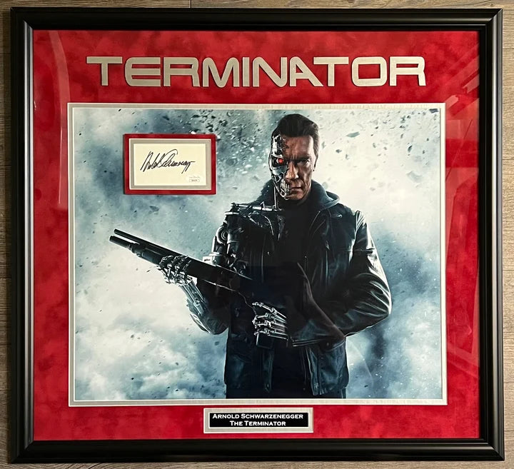 Arnold Schwarzenegger Signed Cut Suede Framed Terminator 16x20 - JSA