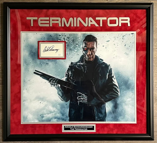Arnold Schwarzenegger Signed Cut Suede Framed Terminator 16x20 - JSA
