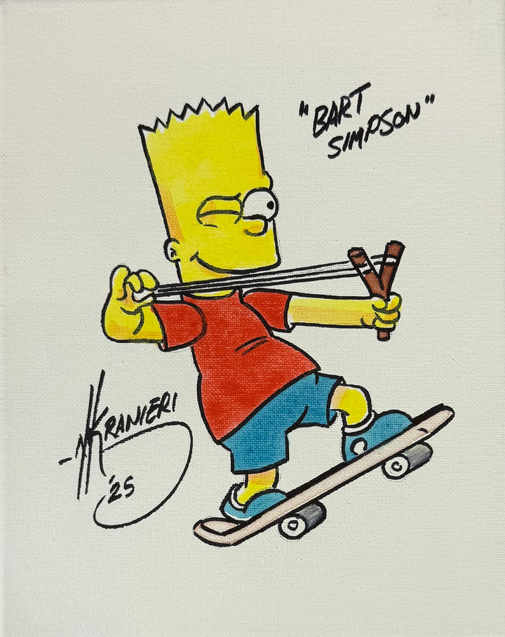 Nik Ranieri Signed Inscribed Original Bart Simpson 8x10 Canvas Artwork - JSA