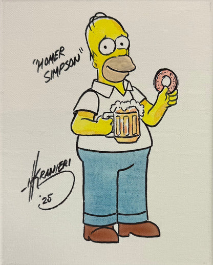 Nik Ranieri Signed Inscribed Homer Simpsons Original  Artwork 8x10 Canvas - JSA