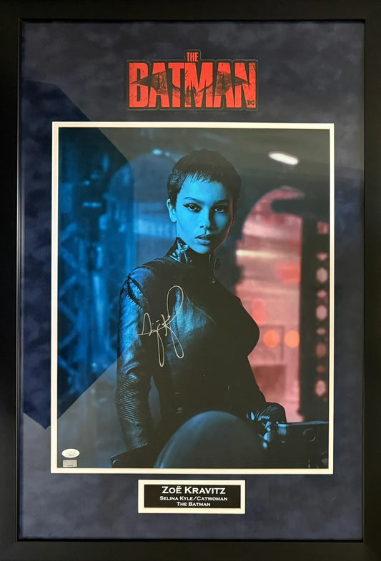 Zoe Kravitz Signed Suede Framed 16x20 Batman Cat Woman Photo - JSA