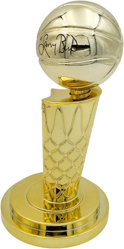 Larry Bird Signed Gold Fanatics Mini Trophy Boston Celtics "18x Champ" Box Plaque -  Beckett