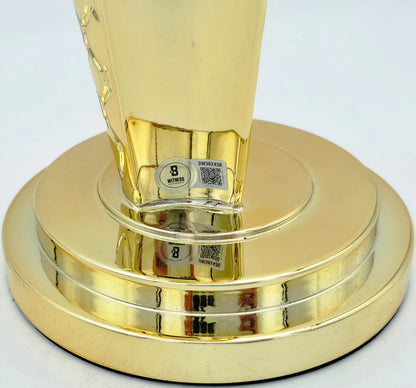 Larry Bird Signed Gold Fanatics Mini Trophy Boston Celtics "18x Champ" Box Plaque -  Beckett