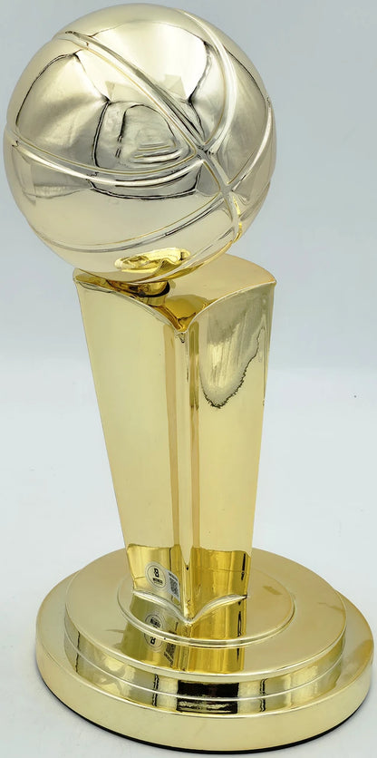Larry Bird Signed Gold Fanatics Mini Trophy Boston Celtics "18x Champ" Box Plaque -  Beckett