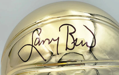 Larry Bird Signed Gold Fanatics Mini Trophy Boston Celtics "18x Champ" Box Plaque -  Beckett