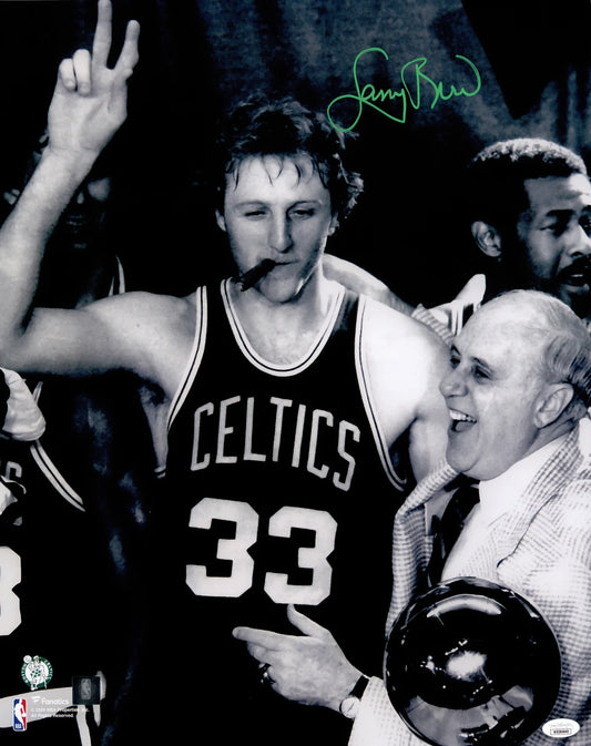Larry Bird Signed 16x20 Photo Boston Celtics With Red Auerbach - JSA