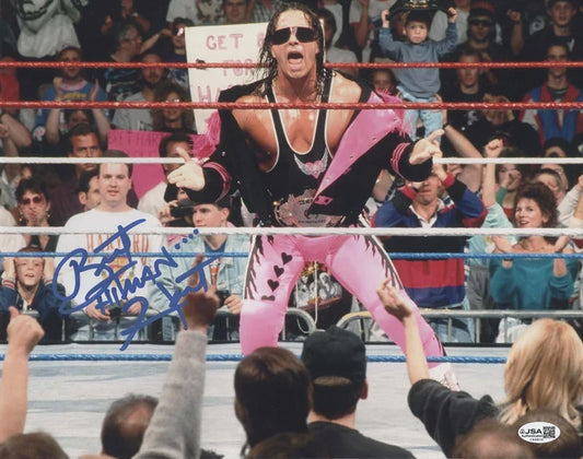 Bret The Hitman Hart Signed Inscribed 11x14 Photo - JSA