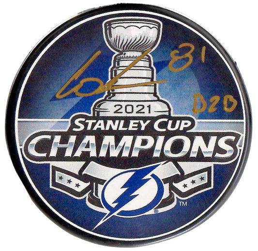 Erik Cernak autograph signed inscribed Stanley Cup Puck Tampa Bay Lightning JSA