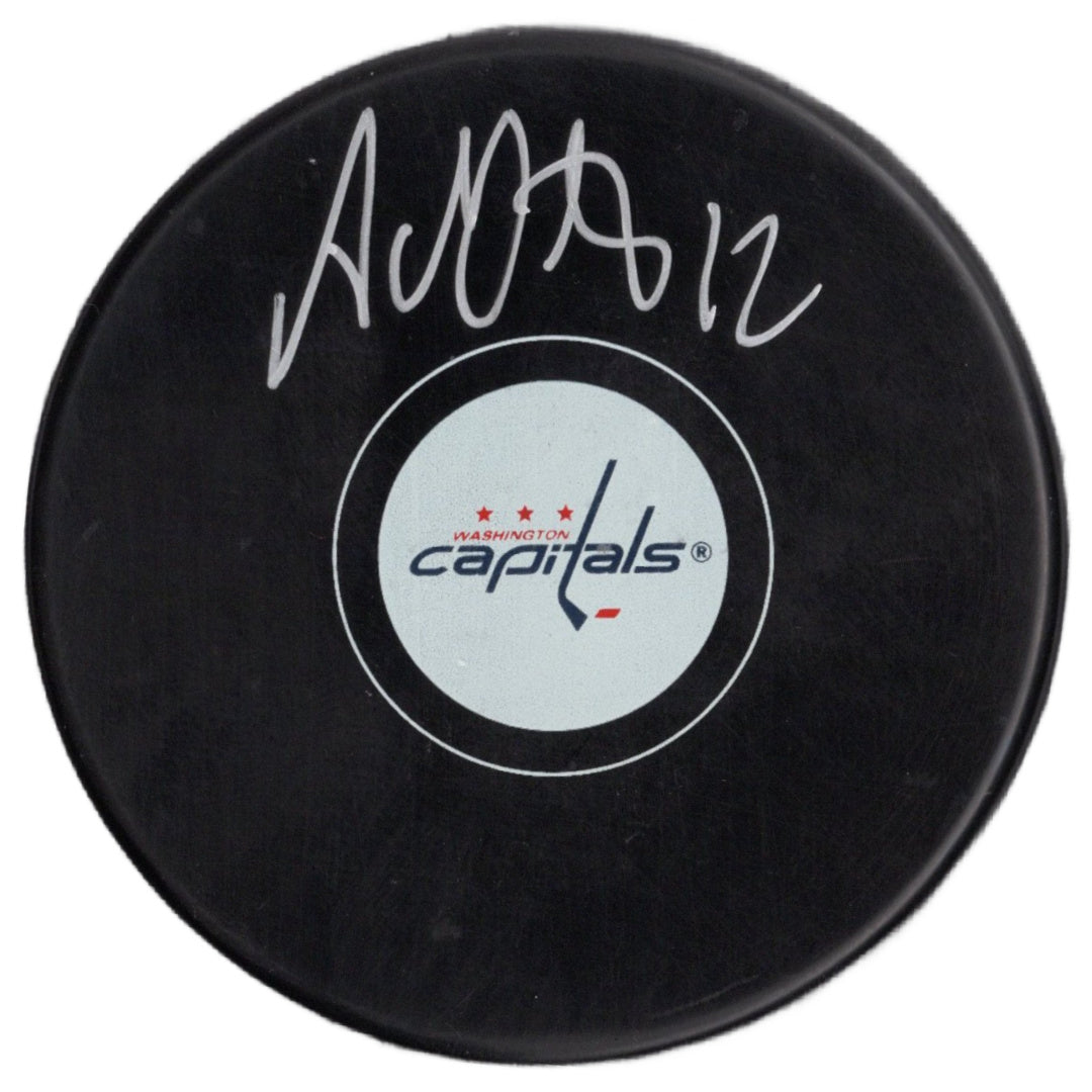 Adam Oates autographed signed puck NHL Washington Capitals BAS Bruins Blues