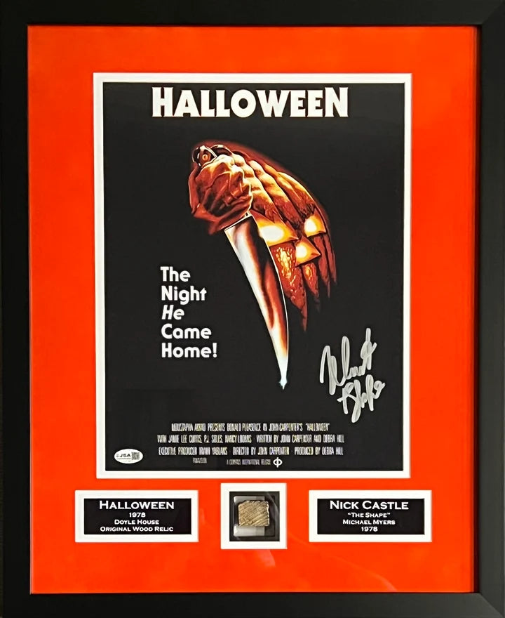 Nick Castle Signed Suede Framed 11x14 Photo & Relic Halloween Myers JSA