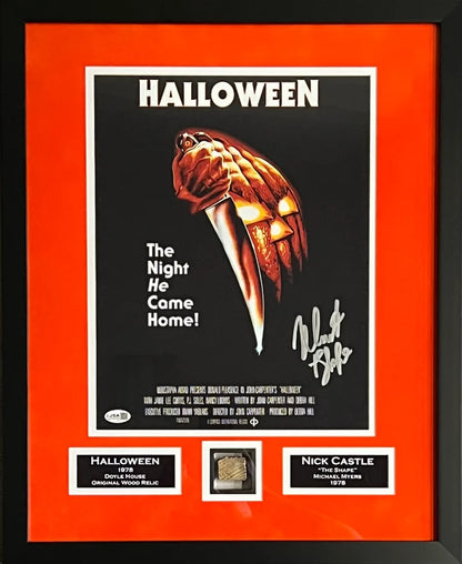 Nick Castle Signed Suede Framed 11x14 Photo & Relic Halloween Myers JSA