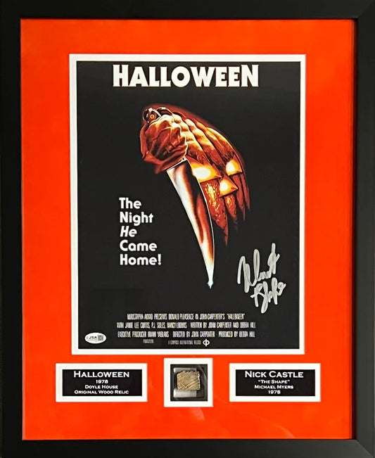 Nick Castle Signed Suede Framed 11x14 Photo & Relic Halloween Myers JSA