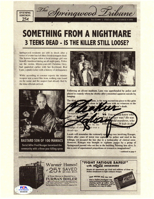 Heather Langenkamp autograph signed 8x10 movie newspaper Nightmare on Elm St PSA