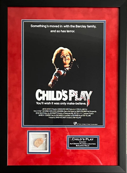 Childs Play Chucky Suede Framed Relic Set Piece Authentic Piece - BFT