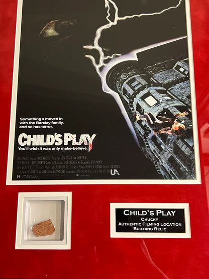 Childs Play Chucky suede framed relic set piece authentic piece - BFT