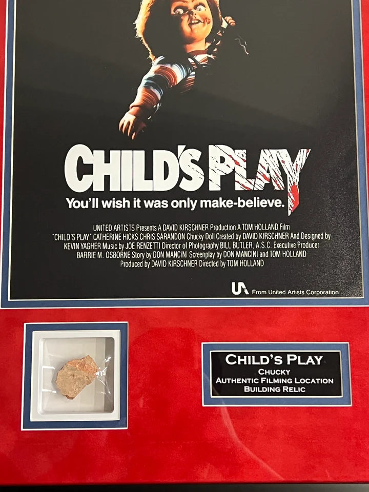 Childs Play Chucky Suede Framed Relic Set Piece Authentic Piece - BFT