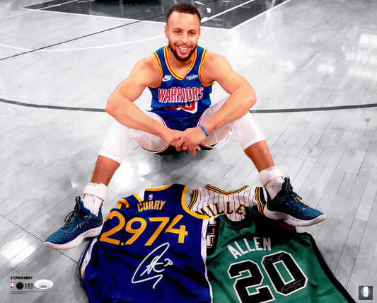 Stephen Curry Signed Golden State Warriors All Time 3 Point Leader 16x20 Photo - JSA