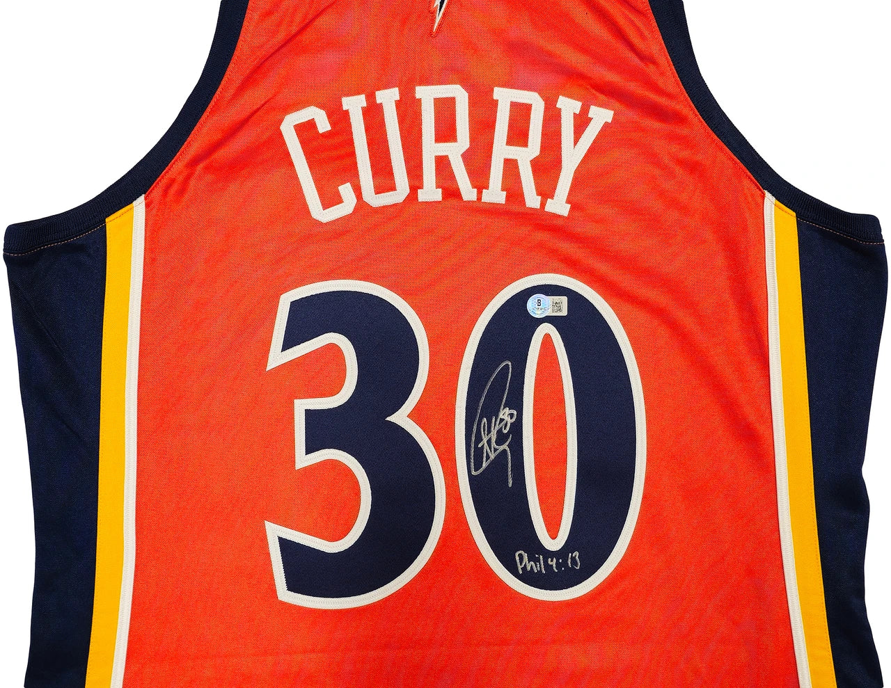 Stephen Curry Signed Mitchell & Ness 2009-10 Golden State Warriors "Bible Verse" Rookie Jersey - Beckett