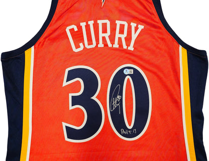 Stephen Curry Signed Mitchell & Ness 2009-10 Golden State Warriors "Bible Verse" Rookie Jersey - Beckett