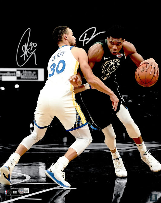 Stephen Curry & Giannis Antetokounmpo Signed 16x20 Photo Dual Signed Spotlight - Beckett