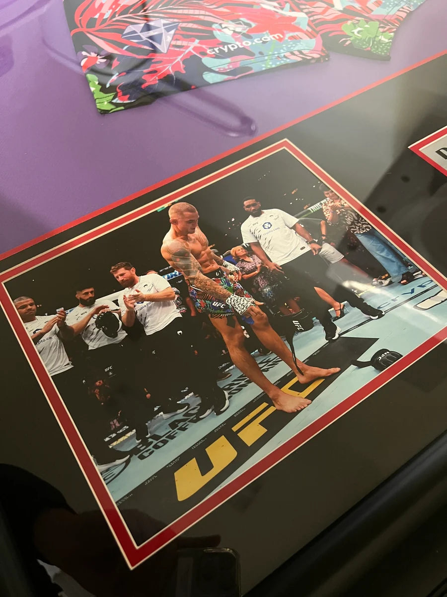 Dustin Poirier Signed Inscribed Framed UFC Shorts - JSA