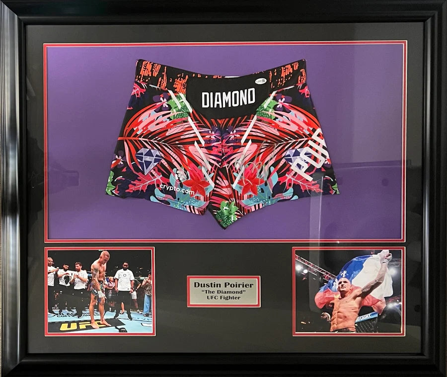Dustin Poirier Signed Inscribed Framed UFC Shorts - JSA