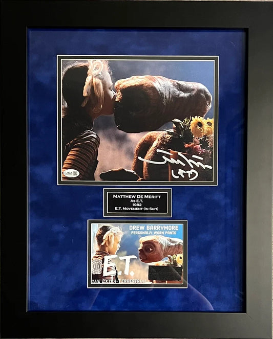 Matthew DeMeritt Signed Suede Framed 8x10 Photo & Relic E.T - JSA BFT
