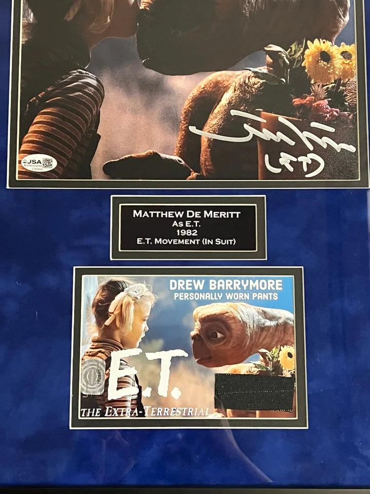 Matthew DeMeritt Signed Suede Framed 8x10 Photo & Relic E.T - JSA BFT