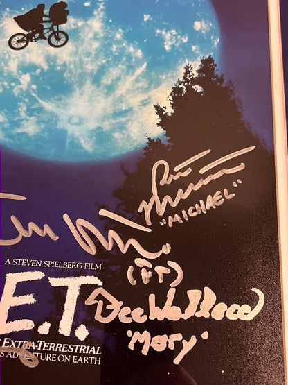 Cast Signed Suede Framed 11x14 Photo & Set Piece Relic E.T - JSA