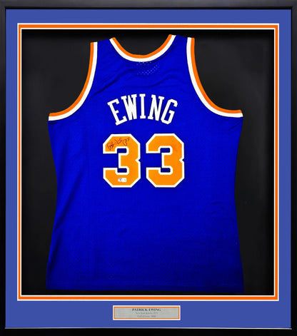 Patrick Ewing Signed Framed Mitchell & Ness HWC Swingman  New York Knicks Jersey - Beckett