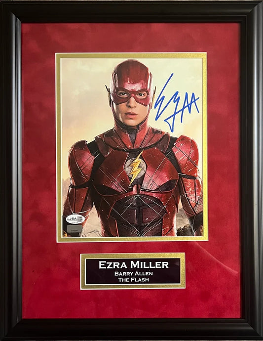 Ezra Miller Signed Suede Framed 8x10 The Flash Photo - JSA